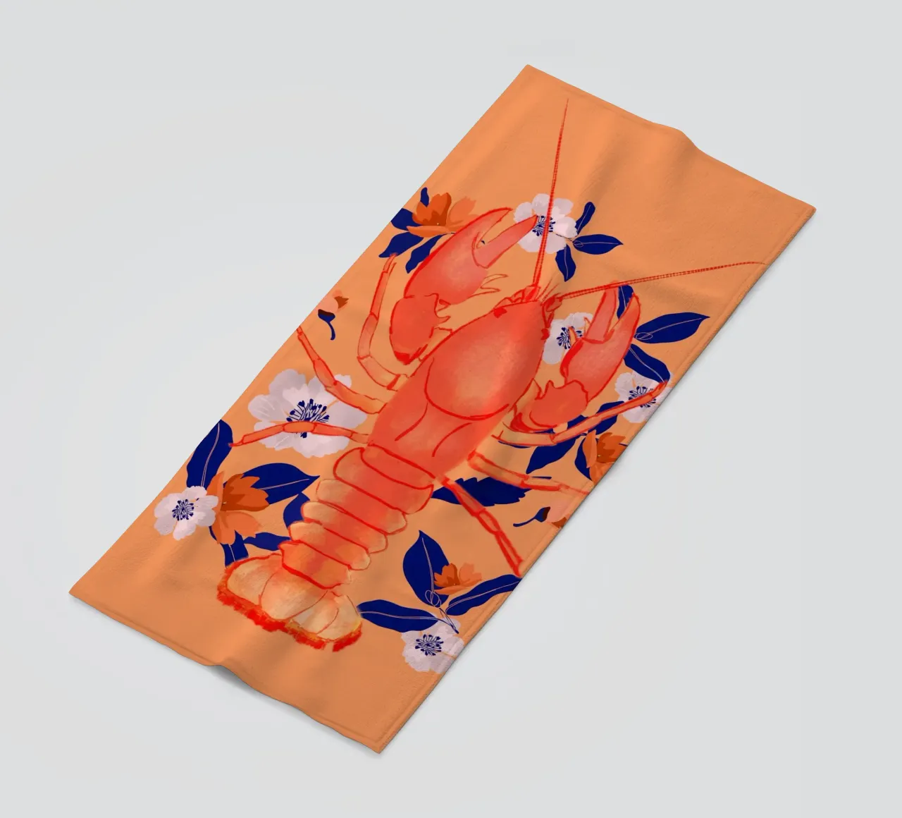Aragosta con fiori telo mare da ThingDesign