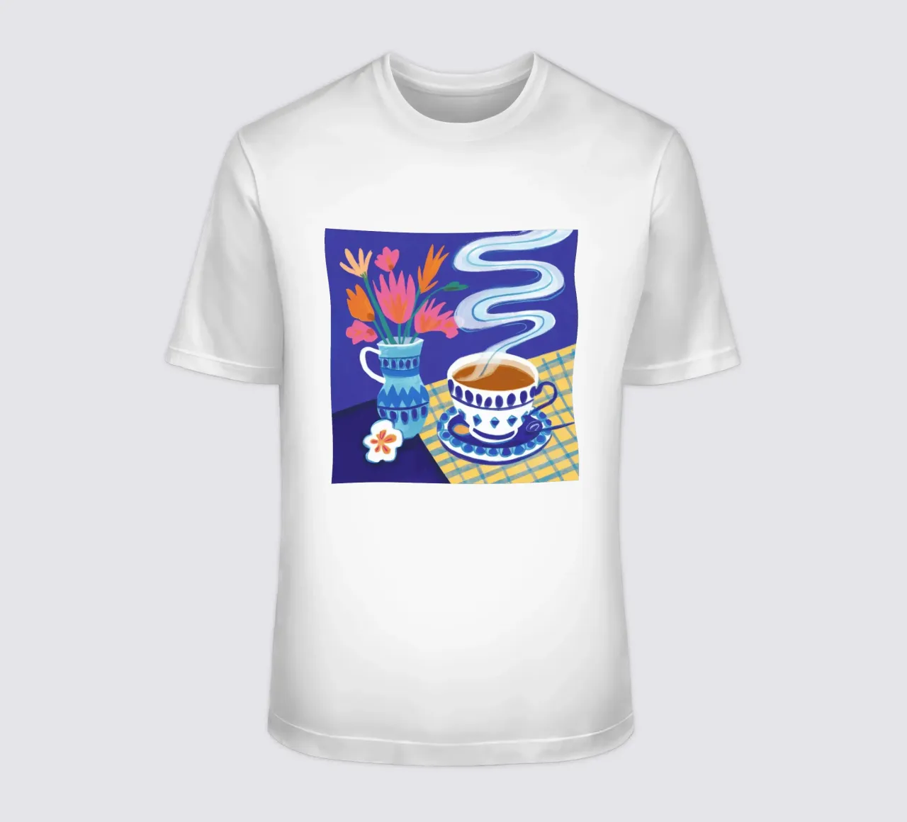 Caffè a scacchi in fiore t-shirt da Monuments Fire