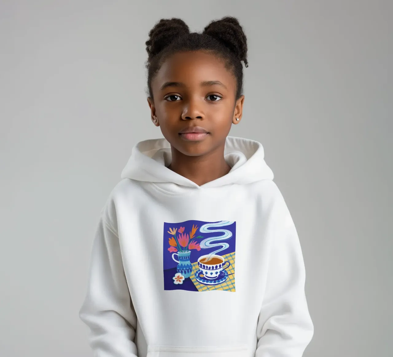 Caffè a scacchi in fiore felpa bambino con cappuccio da Monuments Fire