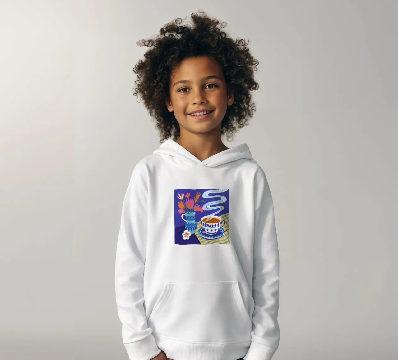 Caffè a scacchi in fiore felpa bambino con cappuccio da Monuments Fire