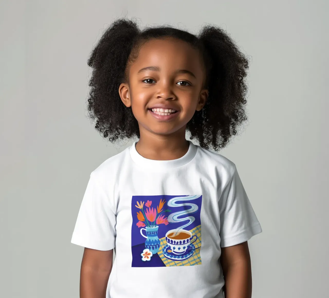 Caffè a scacchi in fiore t-shirt bambini da Monuments Fire