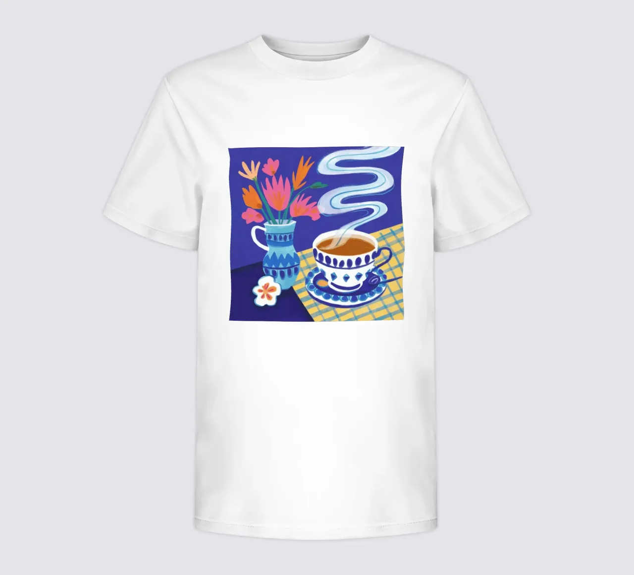 Caffè a scacchi in fiore t-shirt bambini da Monuments Fire