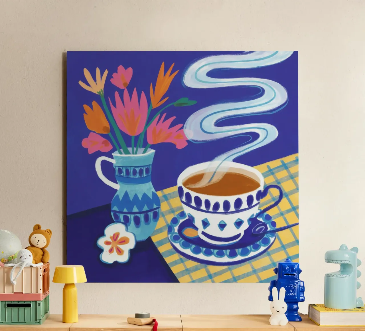Caffè a scacchi in fiore alluminio dibond da Monuments Fire