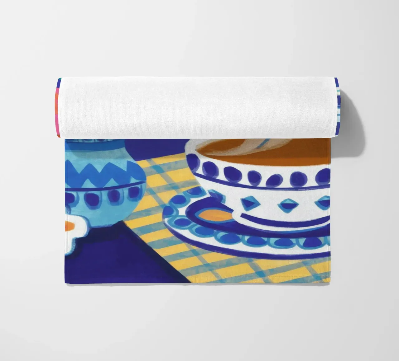 Caffè a scacchi in fiore telo mare da Monuments Fire