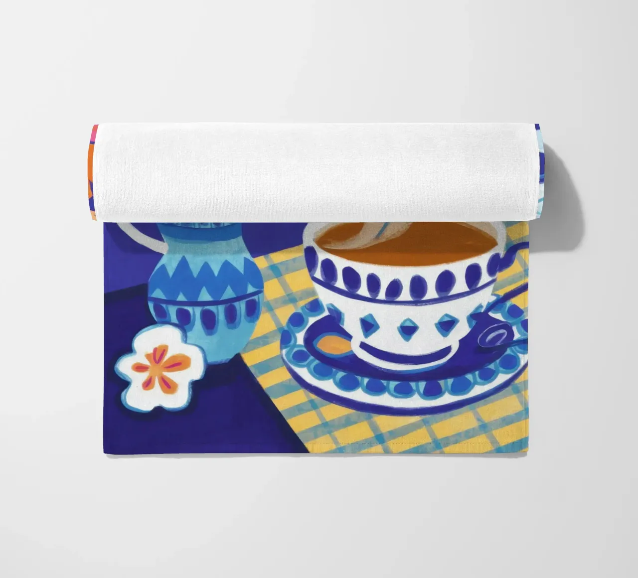 Caffè a scacchi in fiore telo mare da Monuments Fire