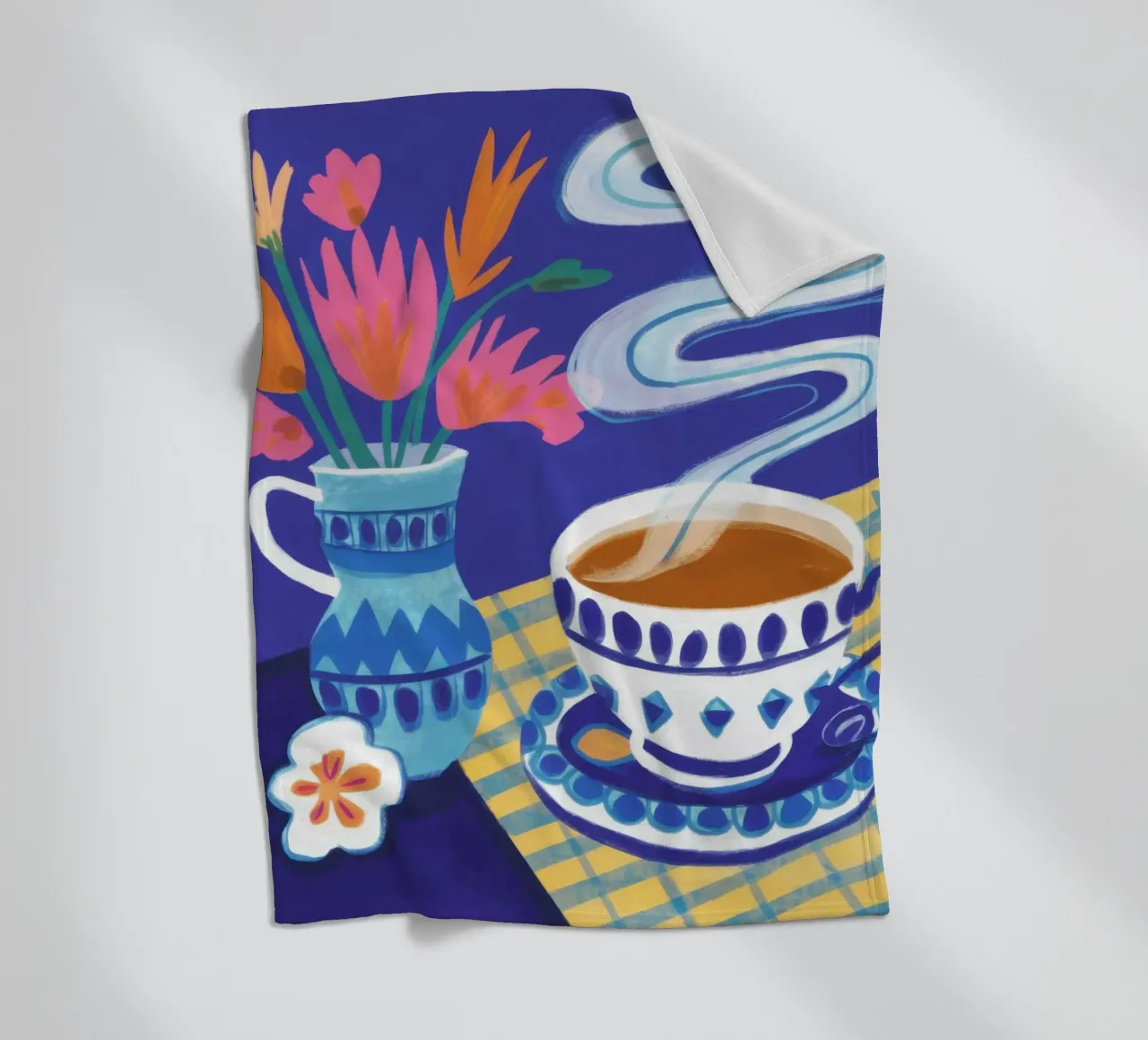 Caffè a scacchi in fiore coperta in pile da Monuments Fire