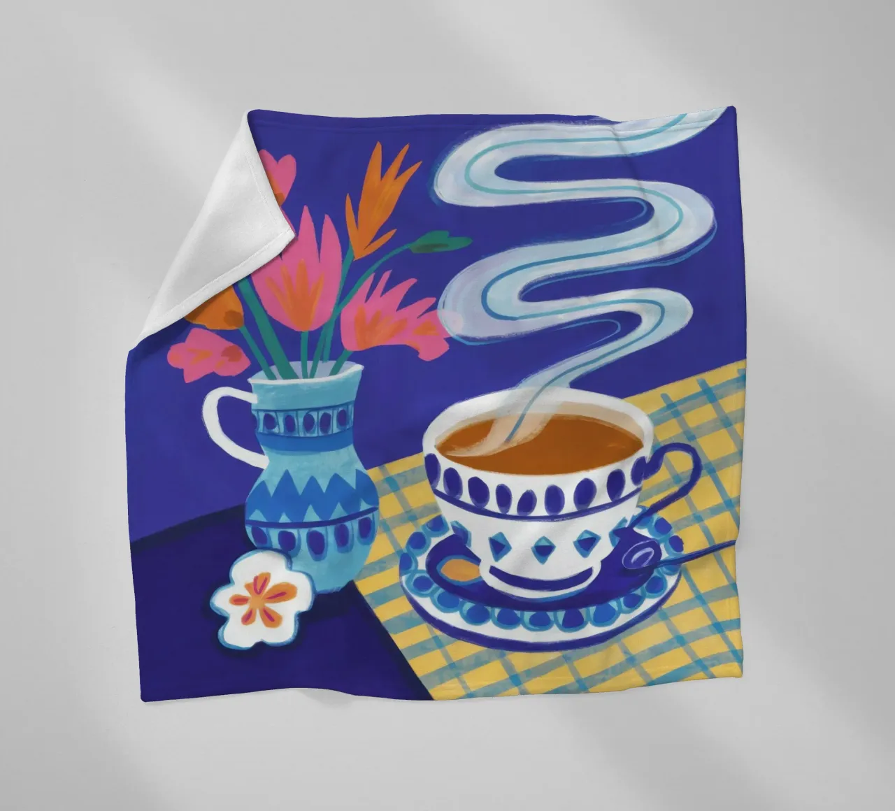 Caffè a scacchi in fiore coperta in pile da Monuments Fire