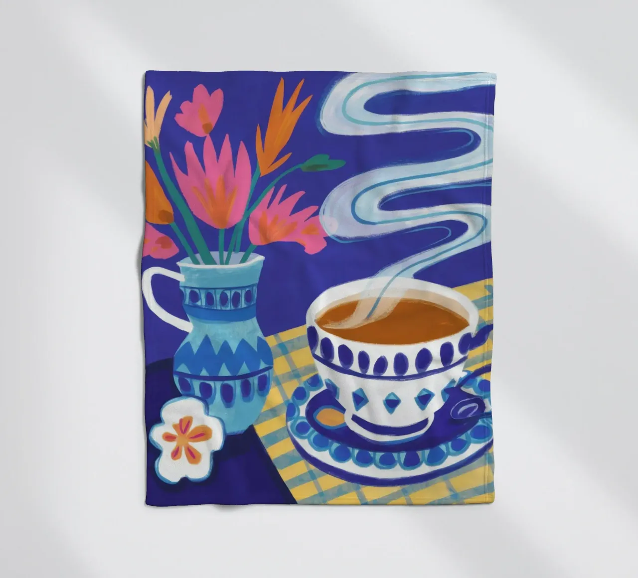 Caffè a scacchi in fiore coperta in pile da Monuments Fire