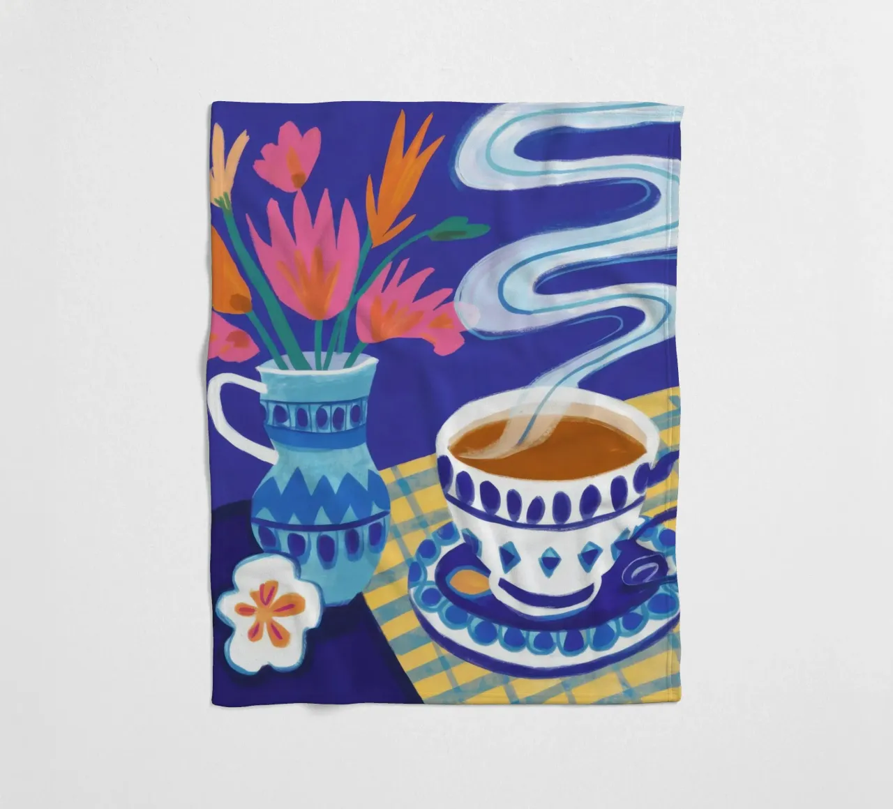 Caffè a scacchi in fiore coperta in pile da Monuments Fire