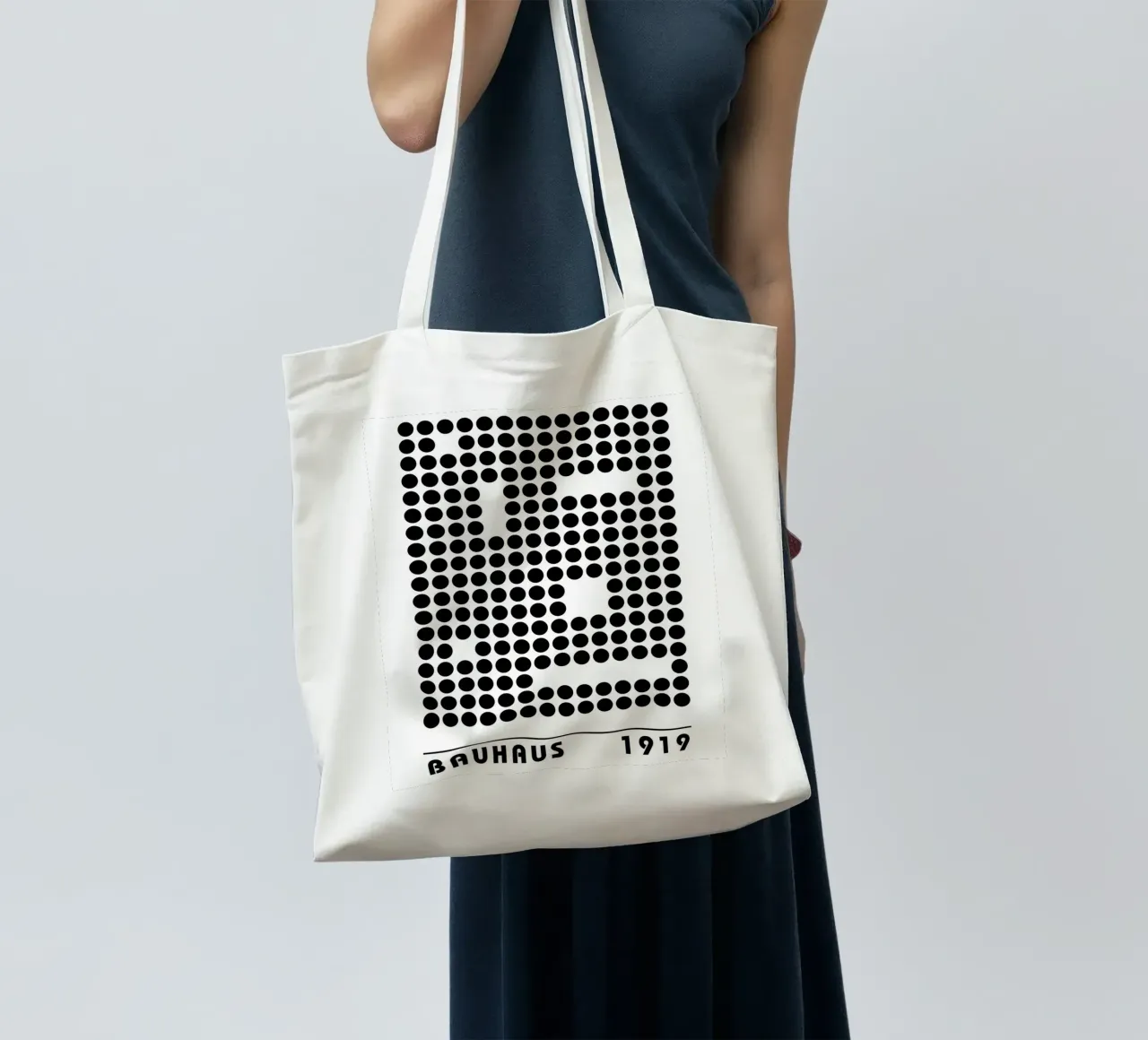 Punti Bauhaus 1919 - grafica in stile retrò borsa in juta da Casa Calm