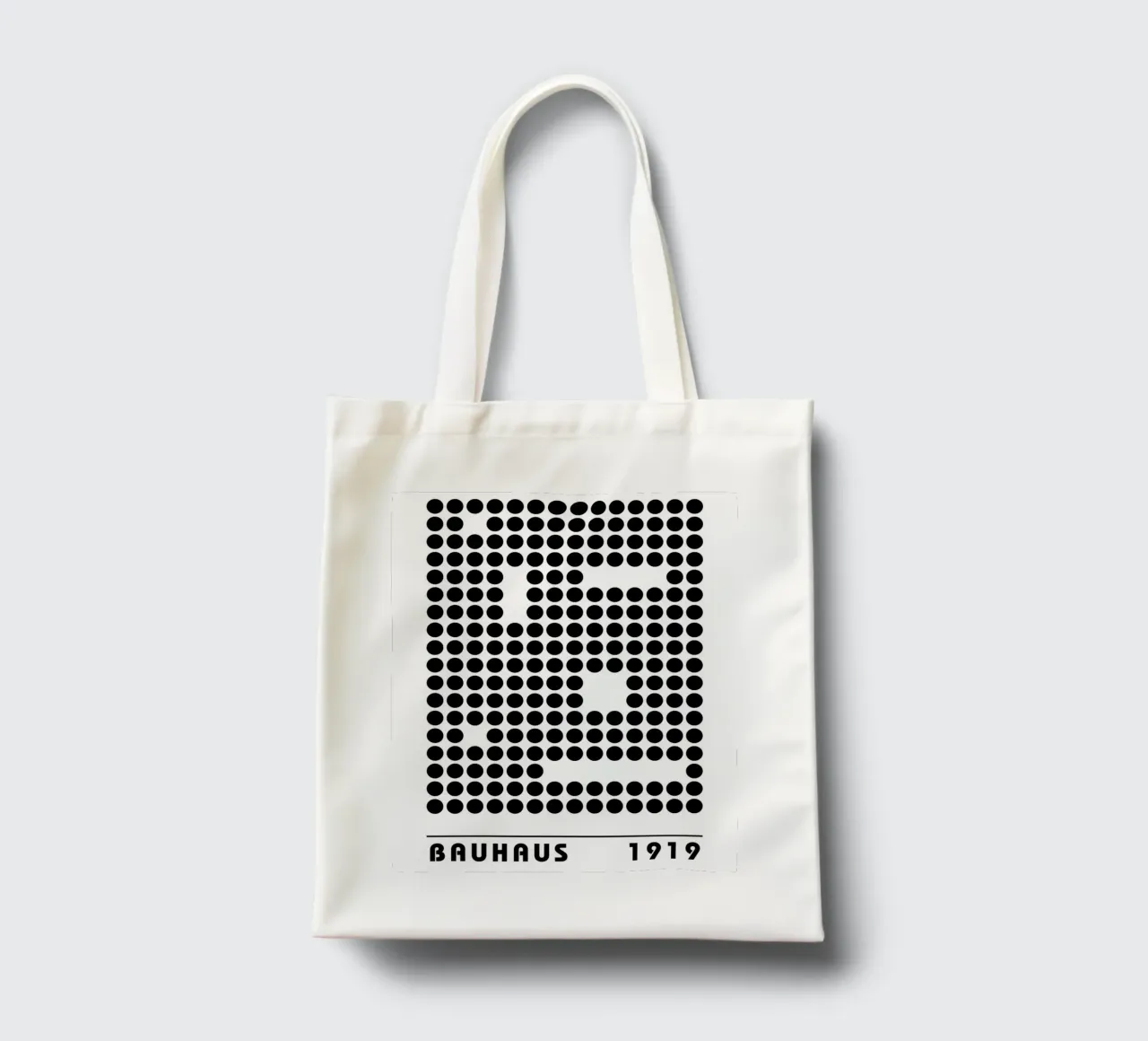 Punti Bauhaus 1919 - grafica in stile retrò borsa in juta da Casa Calm