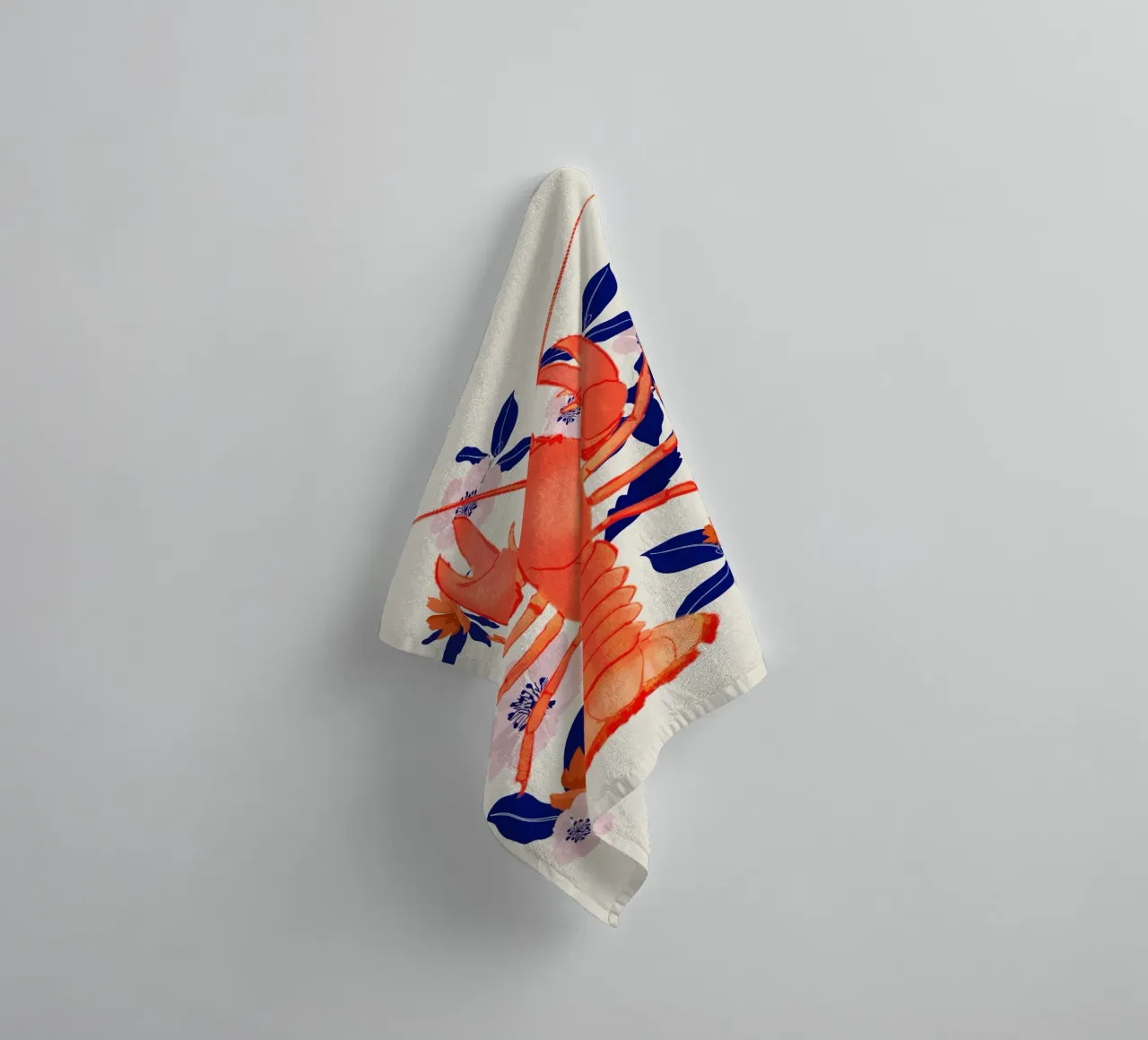 Lobster with Flowers 7 towel by ThingDesign