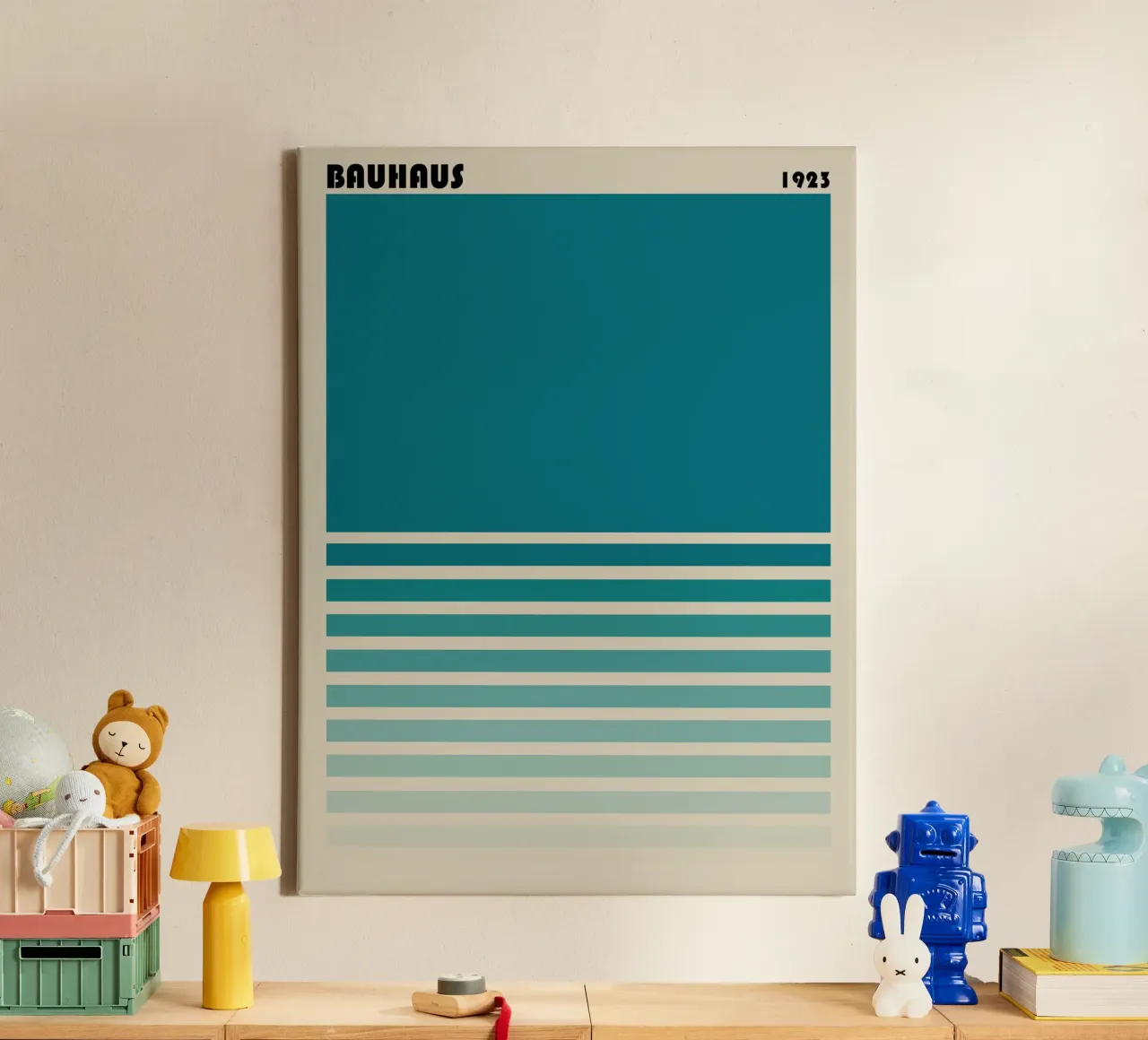 Bauhaus 1923 Blau – Minimalistisches Grafikdesign Leinwand von Casa Calm