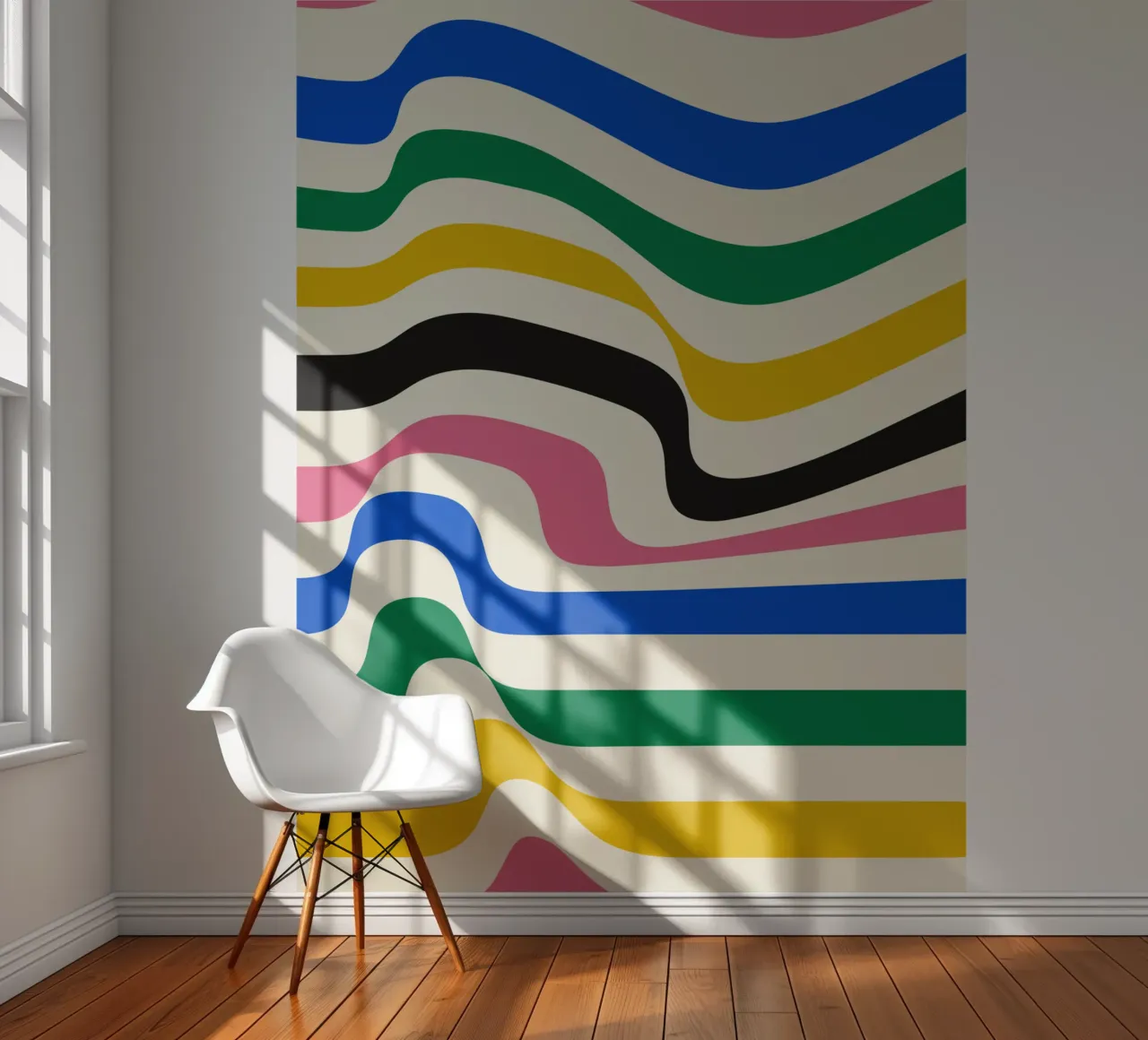 Vagues Design Moderne - art des lignes colorées Rétro papier peint photo de Casa Calm