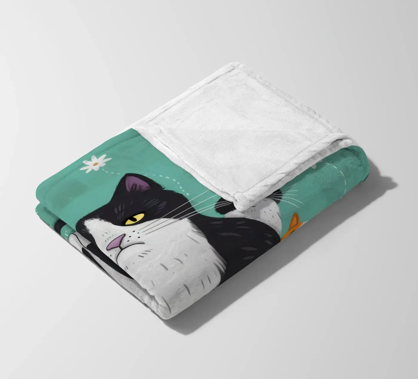 Snowfall Surrender Paws fleece blanket by Monuments Fire