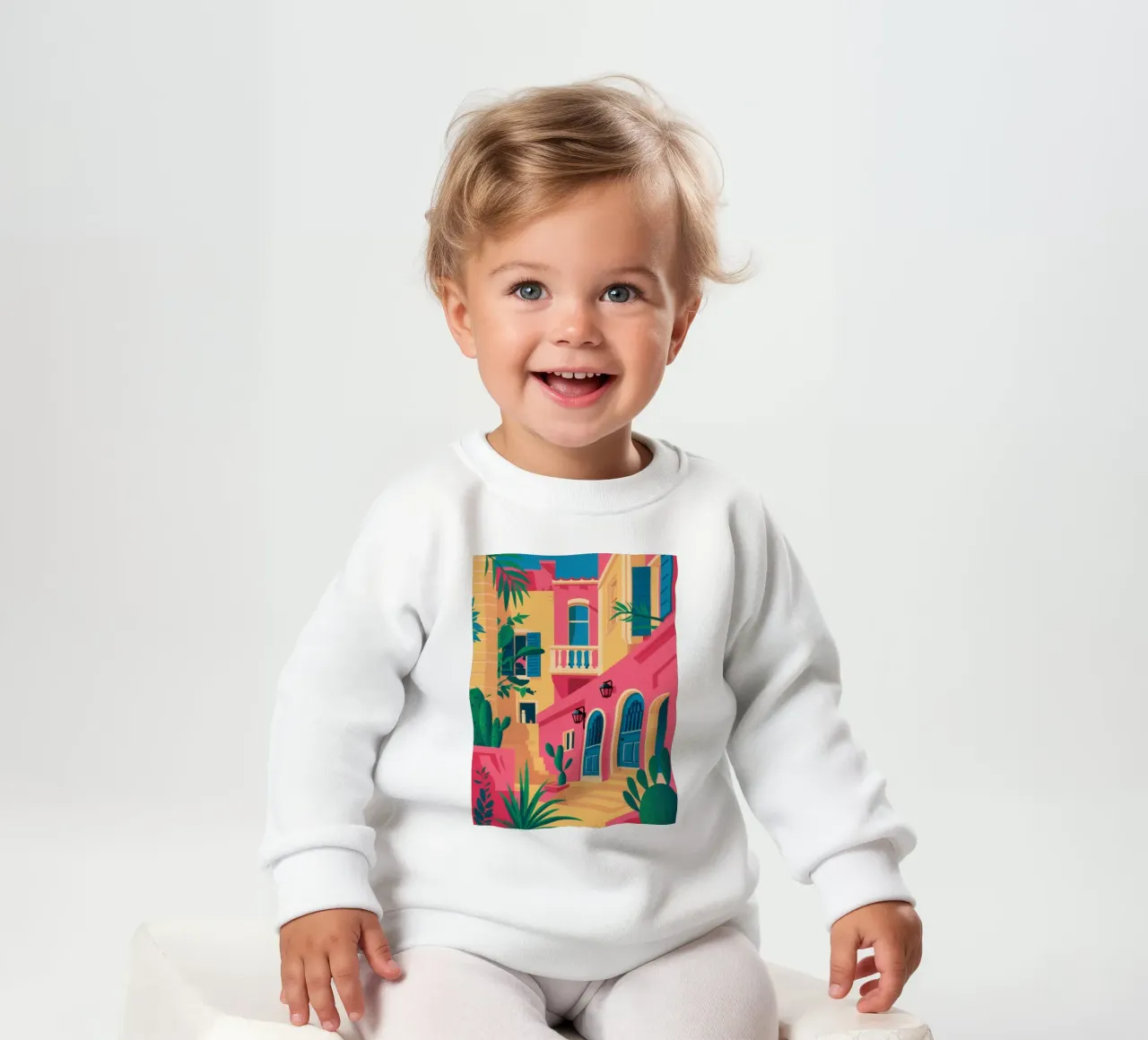 Fuchsia Facade Fiesta baby sweatshirt by Reds Jays