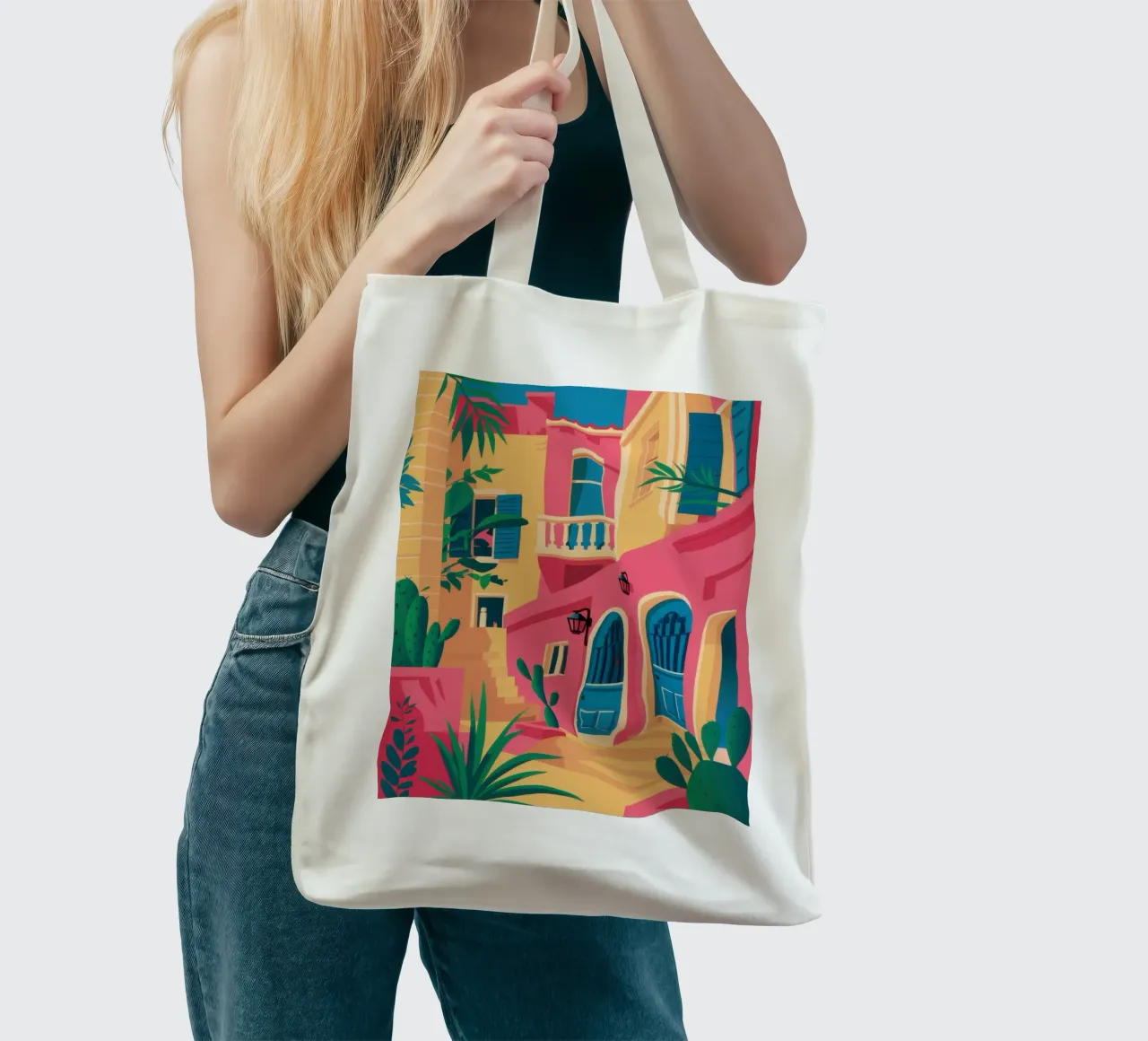 Fuchsia Facade Fiesta tote bag by Reds Jays