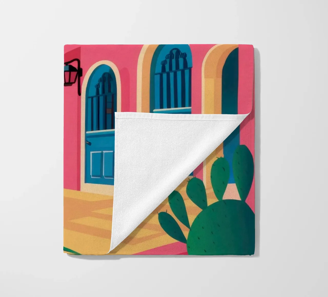 Fuchsia Facade Fiesta beach towel by Reds Jays