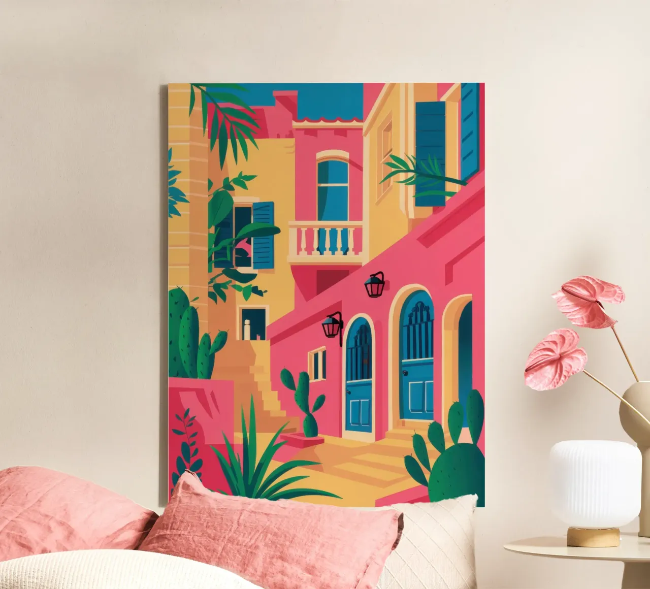 Fuchsia gevelfeest canvas met Baklijst van Reds Jays