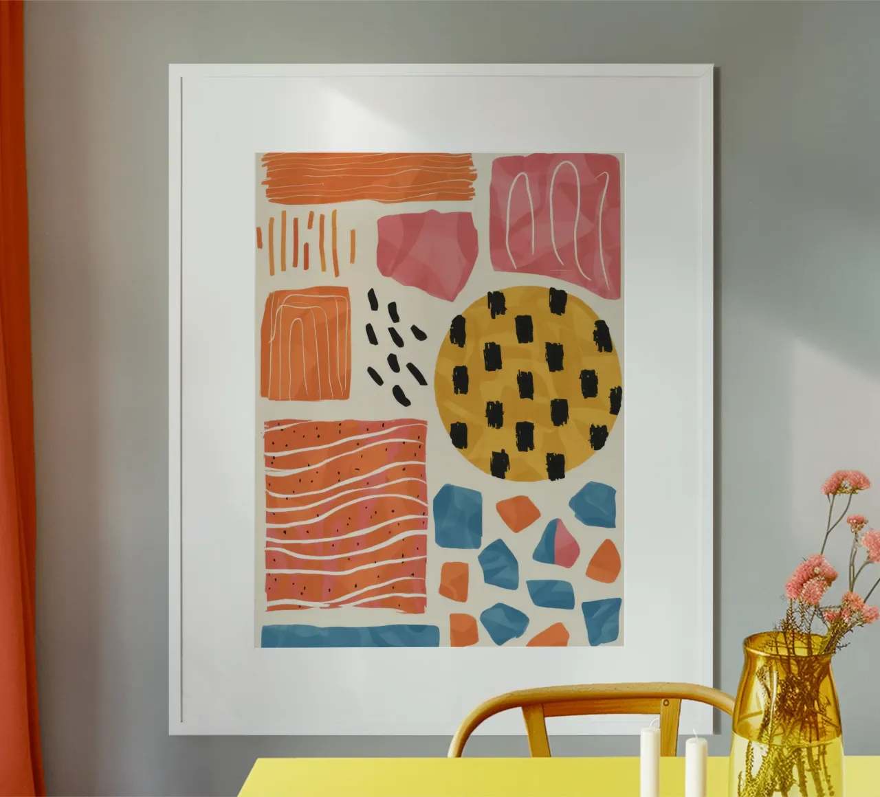 Terracotta Pattern Collage poster con telaio in plastica da Monuments Fire