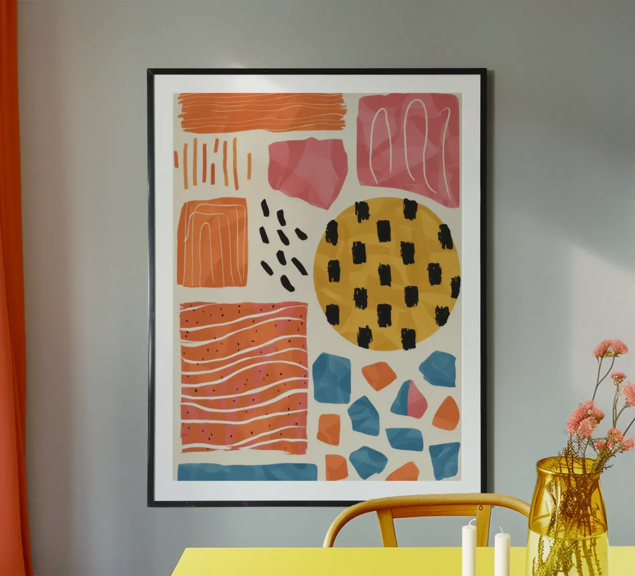 Terracotta Pattern Collage poster con telaio in plastica da Monuments Fire