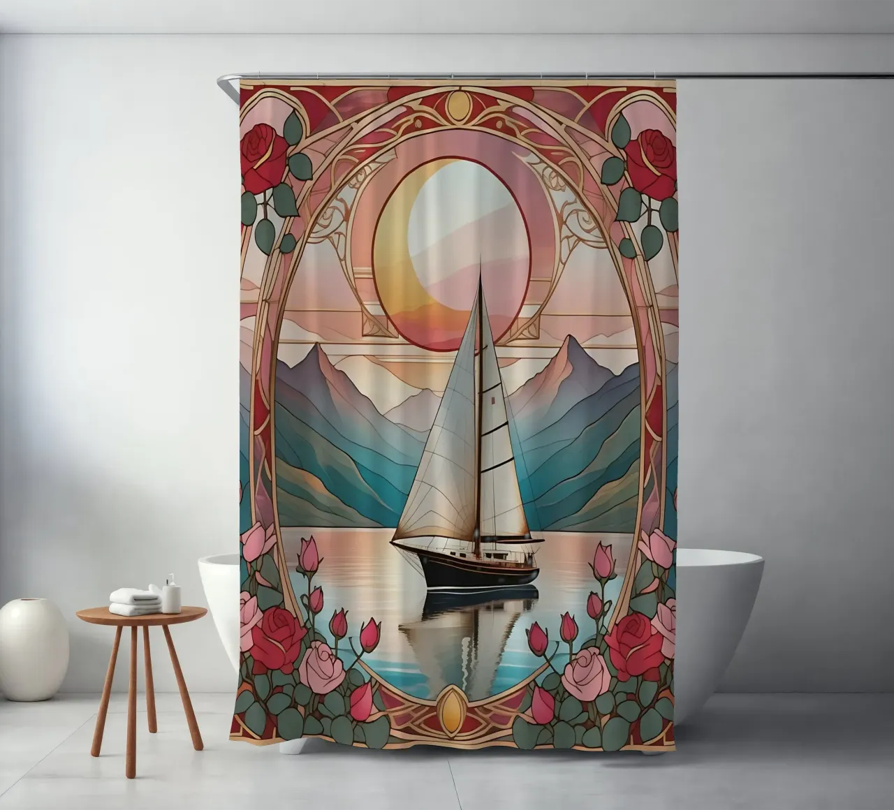Sailboat_2 shower curtain by Farb- und Blütenzauber by LK