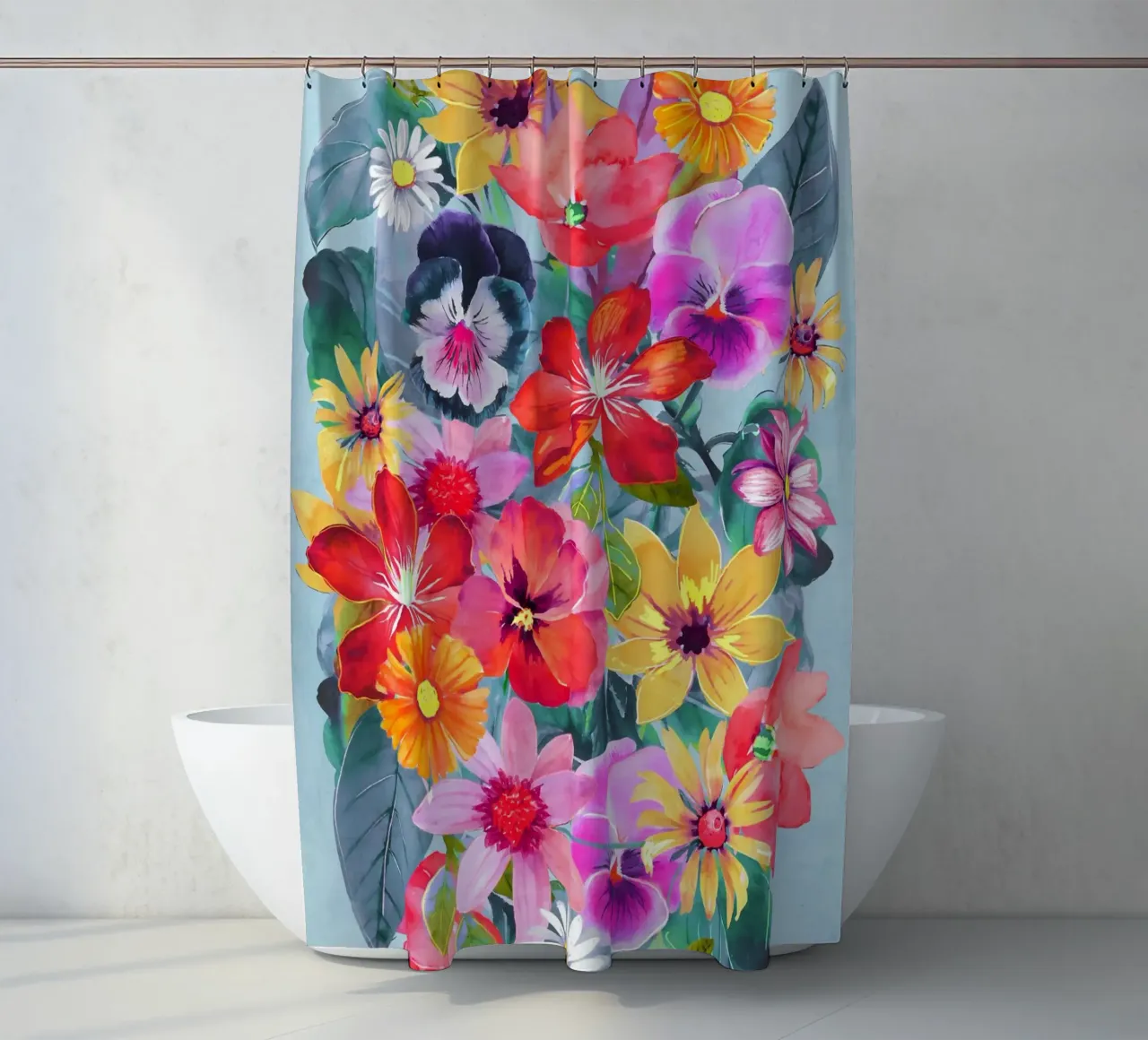 Summer Bloom 2 shower curtain by ThingDesign