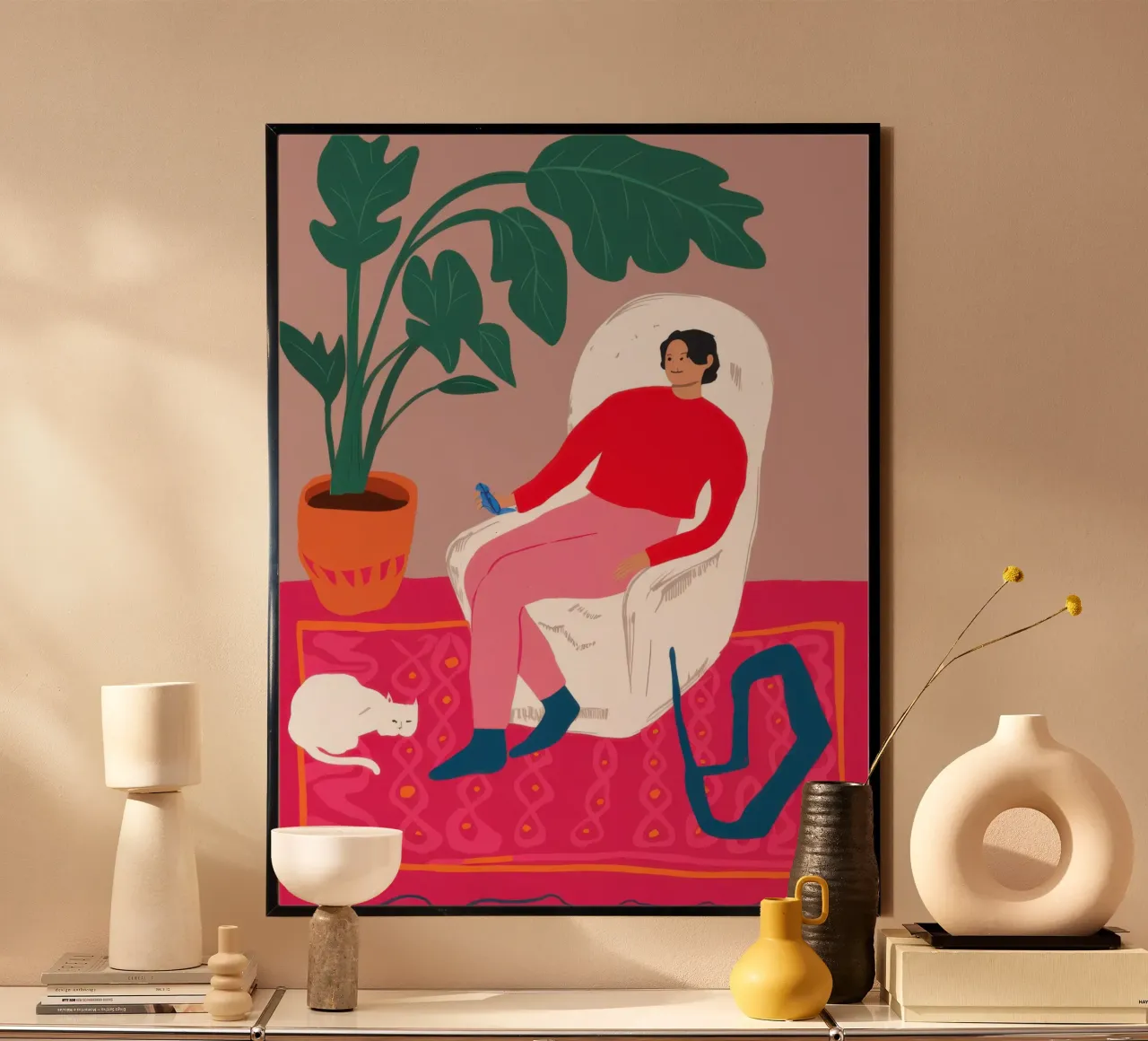 Angolo del riposo cremisi poster con telaio in plastica da Dream Gesso