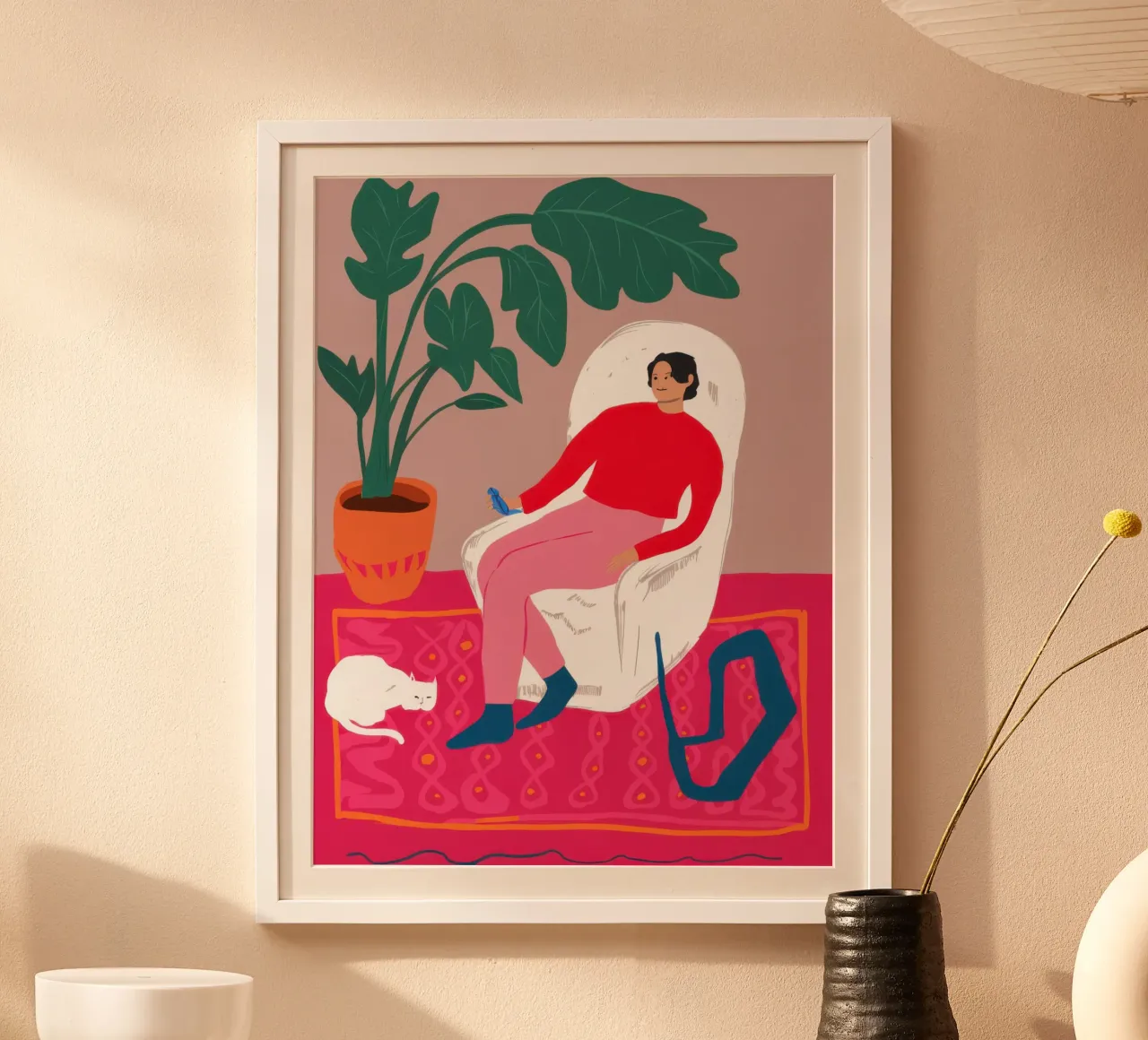 Angolo del riposo cremisi poster con telaio in plastica da Dream Gesso