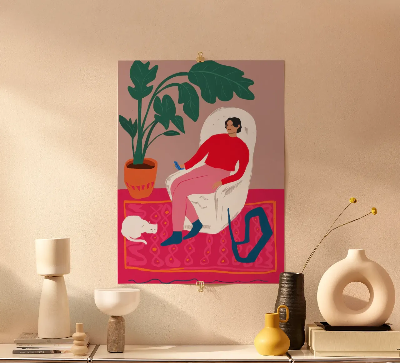 Angolo del riposo cremisi poster con telaio in plastica da Dream Gesso