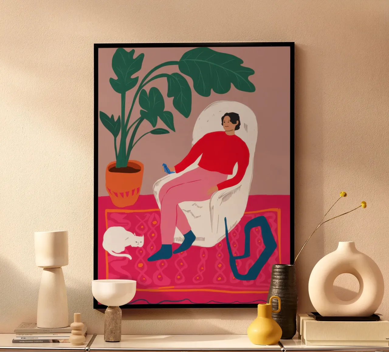 Angolo del riposo cremisi poster con telaio in plastica da Dream Gesso
