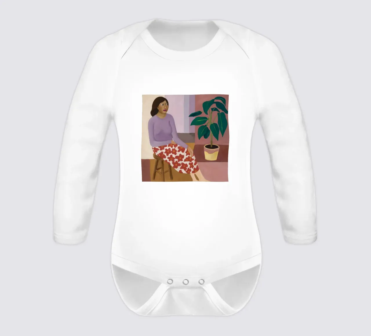 Patterned Pant Repose long-sleeve baby romper by Monuments Fire