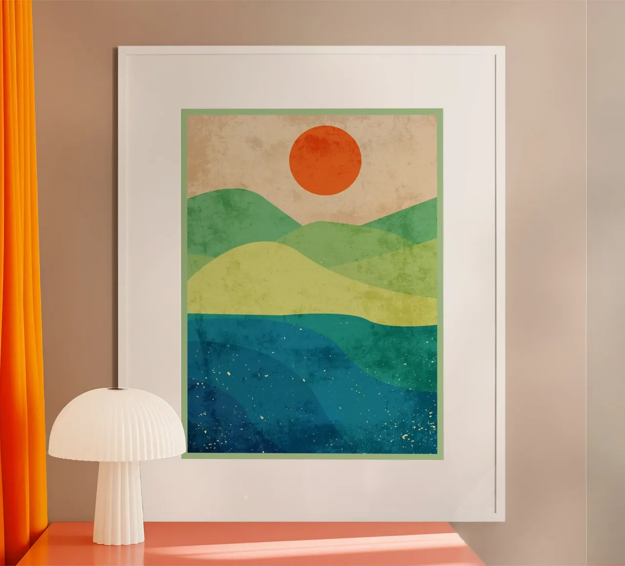 Paesaggio soleggiato poster con telaio in alluminio da DanielDesign
