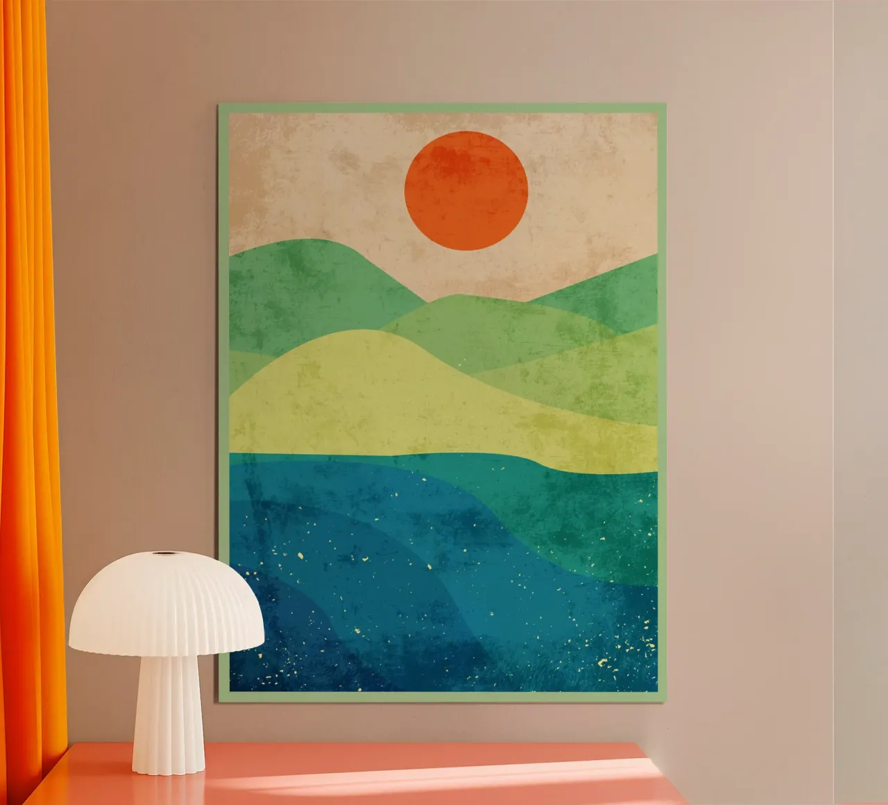 Paesaggio soleggiato poster con telaio in alluminio da DanielDesign