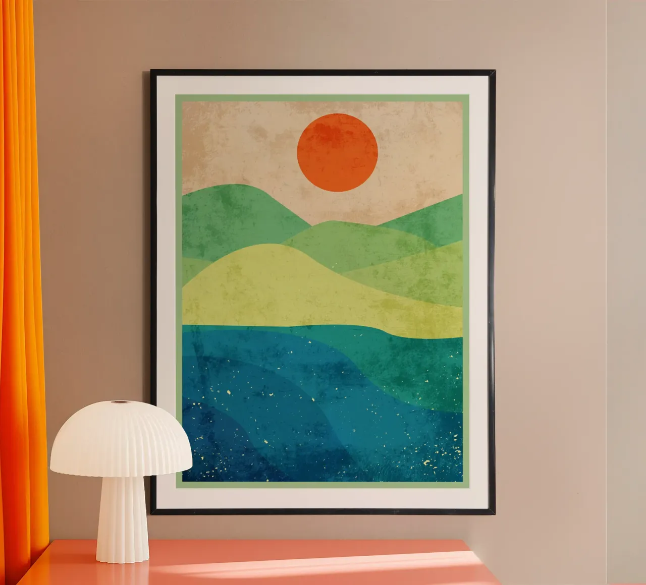 Paesaggio soleggiato poster con telaio in alluminio da DanielDesign