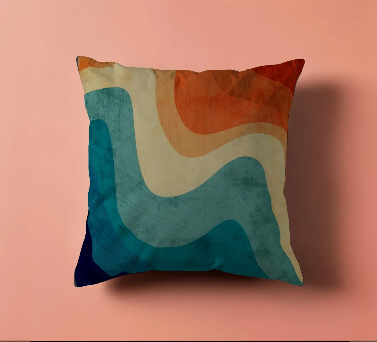 Retro Summer Swirl Wave decorative cushion by DanielDesign