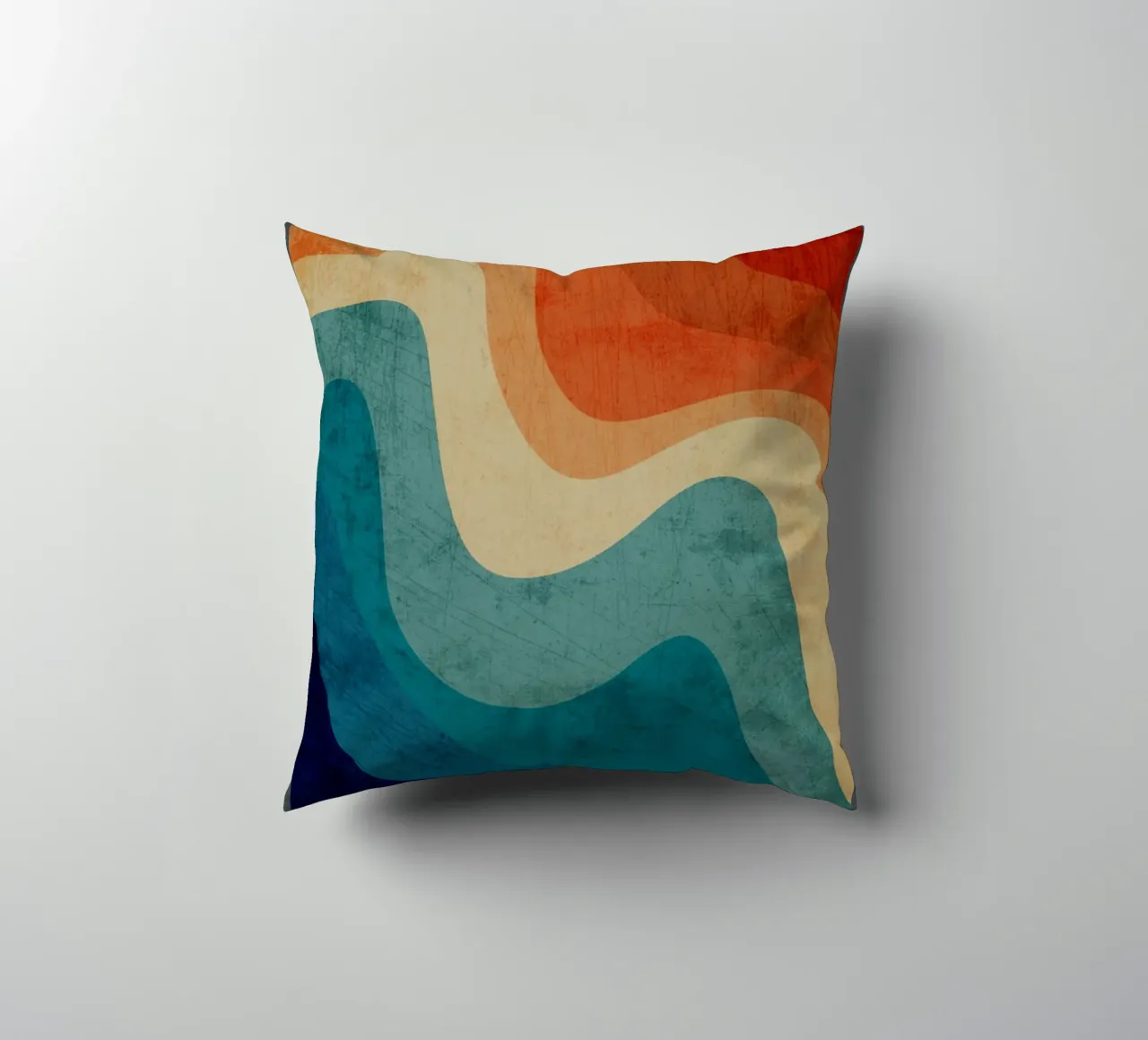 Retro Summer Swirl Wave decorative cushion by DanielDesign