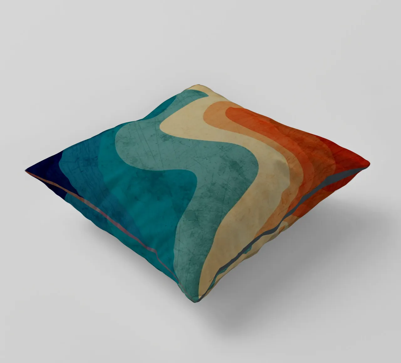 Retro Summer Swirl Wave decorative cushion by DanielDesign
