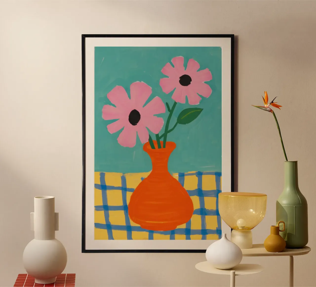 Petalo di mandarino Pop poster con telaio in legno da Dream Gesso