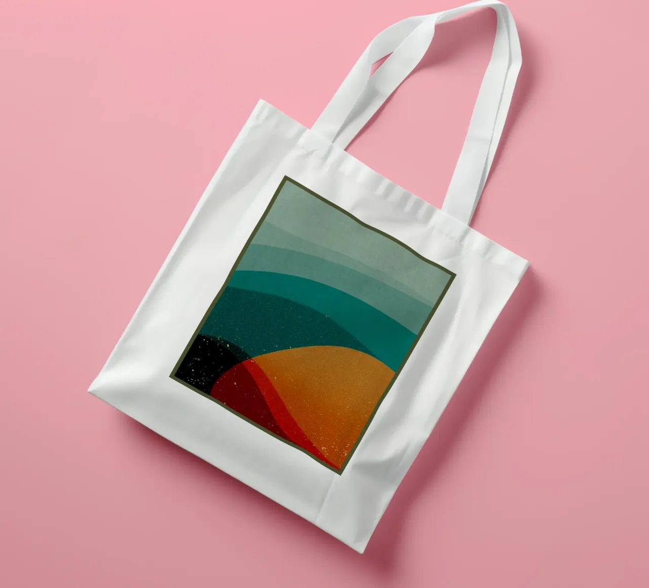 Paesaggio astratto con forme sovrapposte borsa in juta da DanielDesign