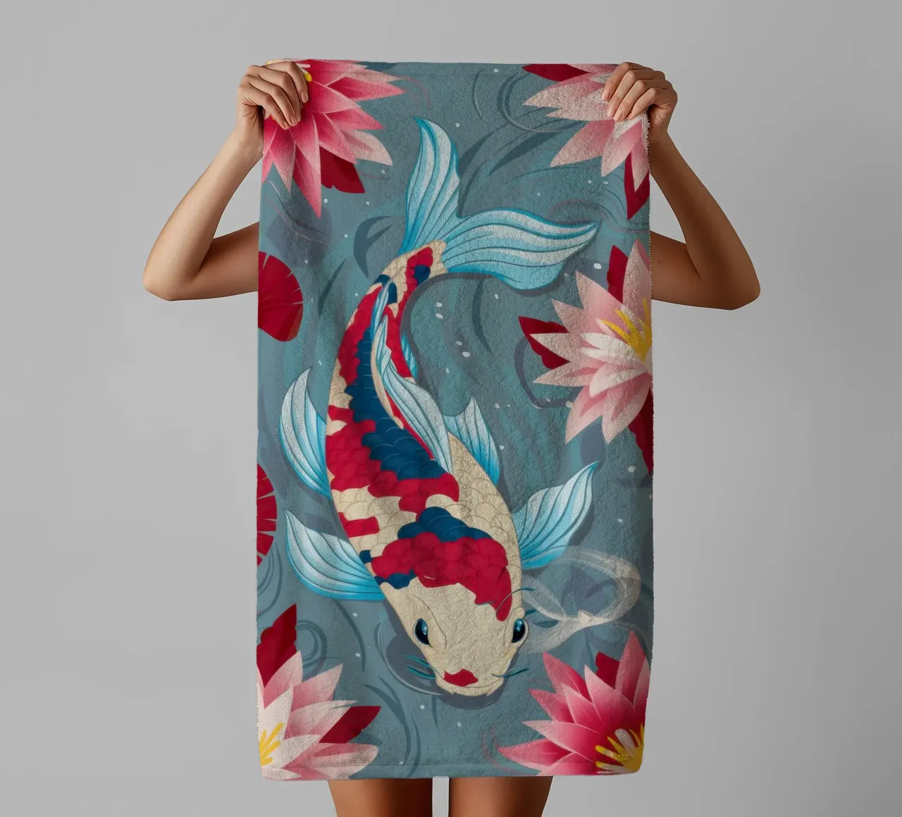 Azure Koi Dance asciugamano da bagno da Dream Gesso
