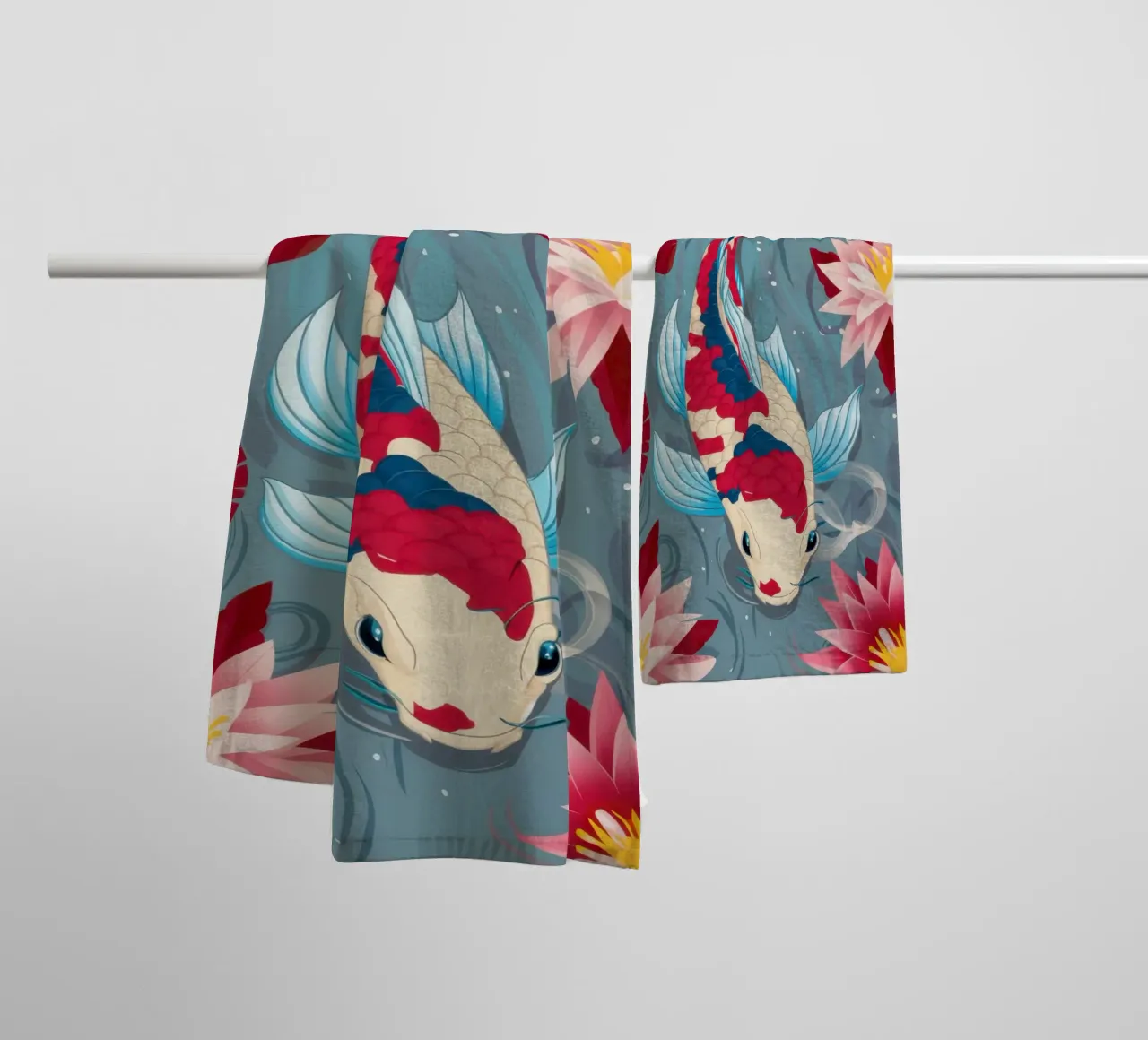 Azure Koi Dance asciugamano da bagno da Dream Gesso