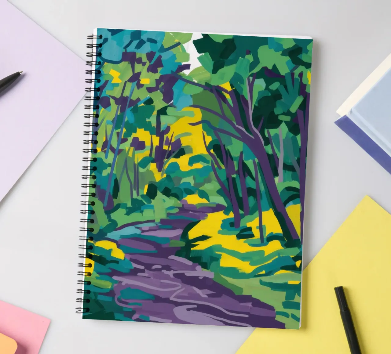 Impasto Forest Path spiral notebook by Dream Gesso
