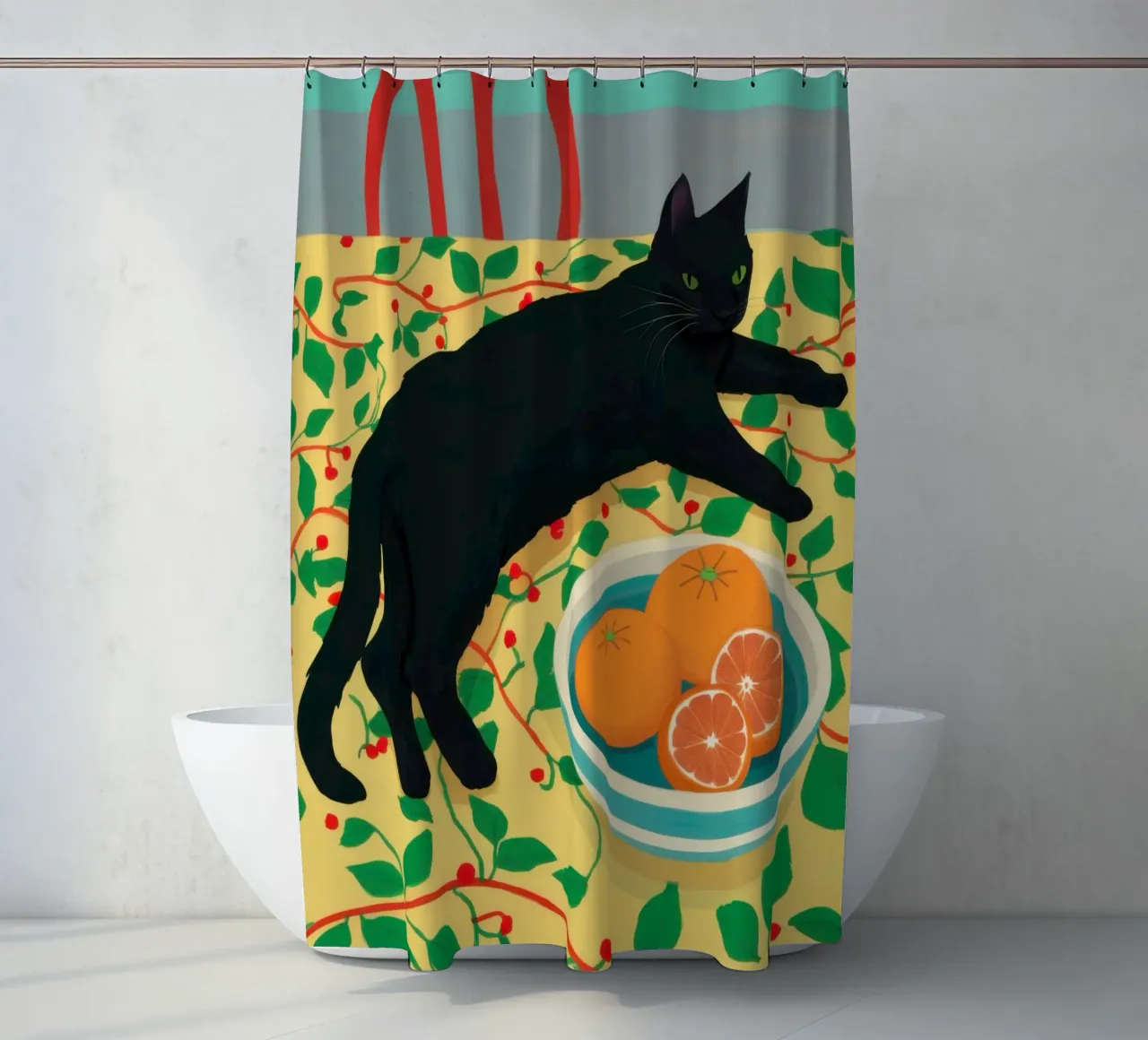 Citrus Lounging Shadow shower curtain by Monuments Fire