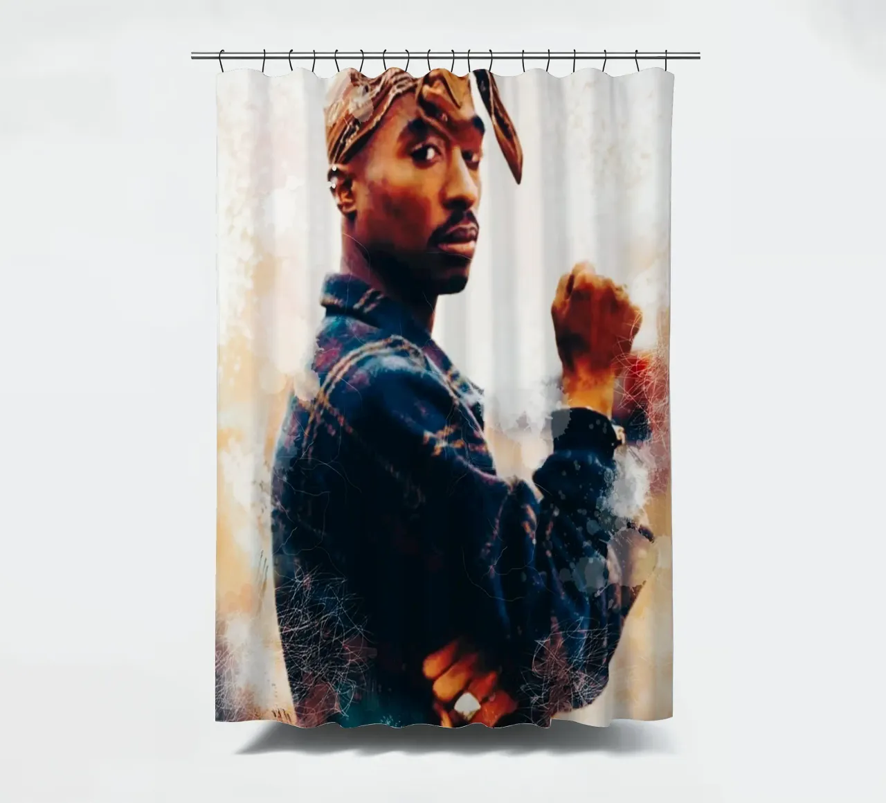 Smudge of Tupac Shakur shower curtain by Lembayung art