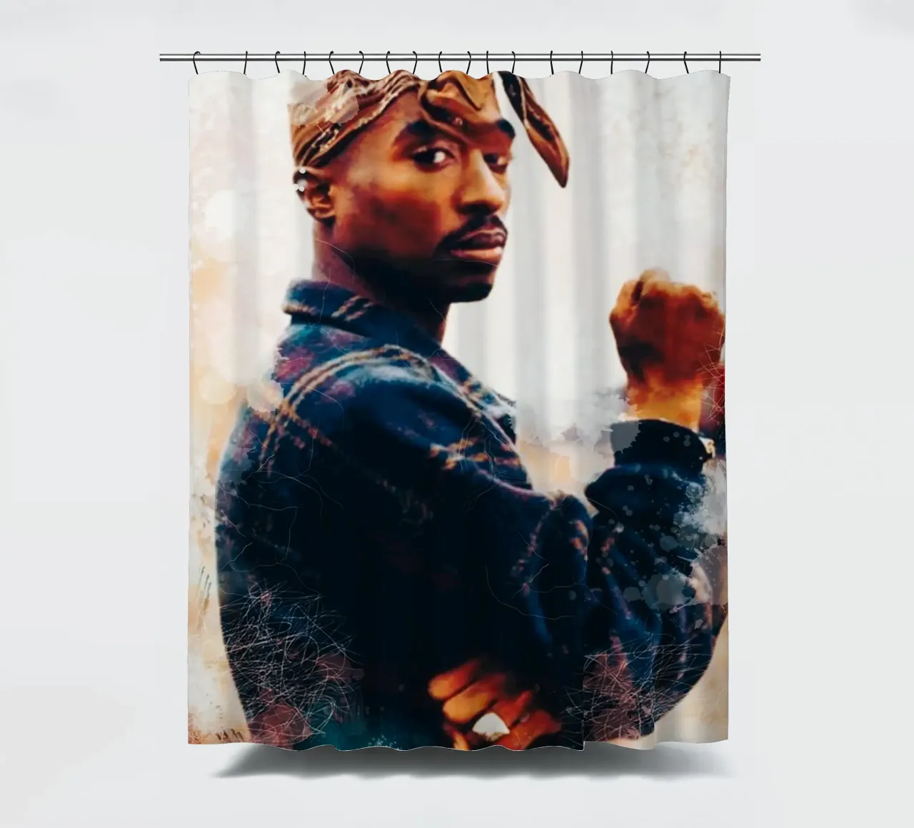 Smudge of Tupac Shakur shower curtain by Lembayung art