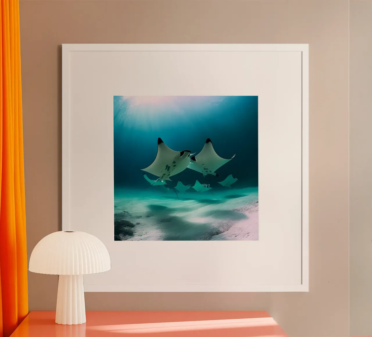 Das Flüstern des Ozeans Poster mit Holzrahmen von PhotoVibe Decor