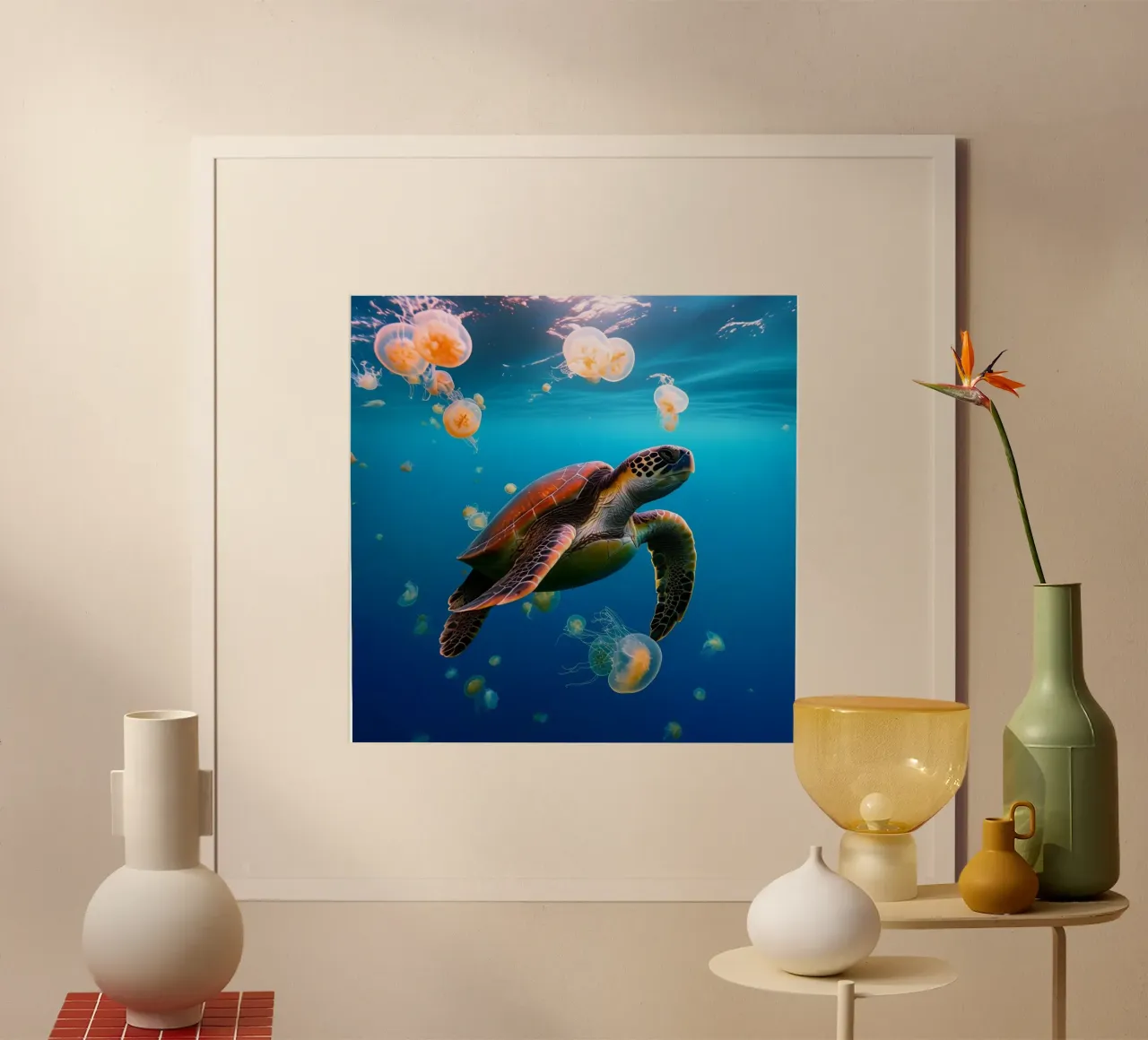 Das Flüstern des Ozeans Poster mit Kunststoffrahmen von PhotoVibe Decor