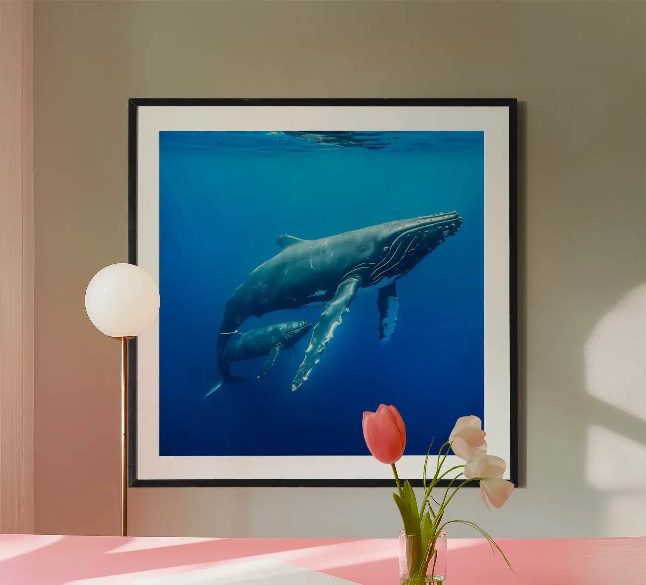 Das Flüstern des Ozeans Poster mit Holzrahmen von PhotoVibe Decor
