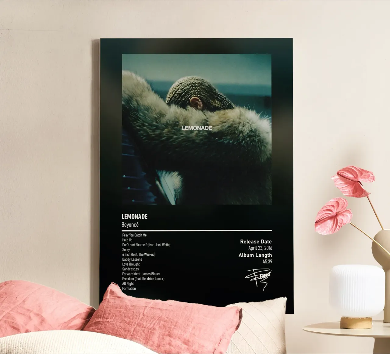 Lemonade (2016) by Beyoncé canvas met Baklijst van DGUnder